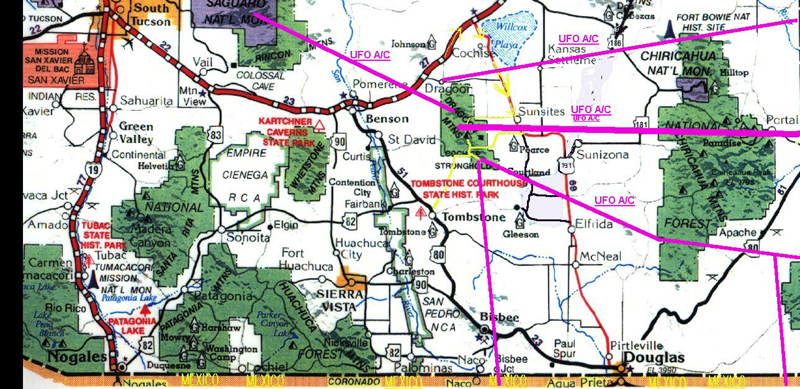Map with UFO corridors marked