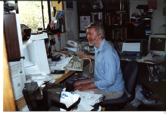 Richard Hoagland hard at work in his computer laboratory.